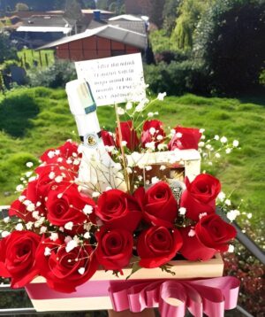 24 rosas, vino y ferrero x4 R93